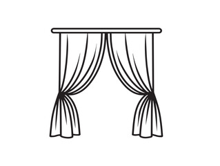 Elegant curtain drapery illustration in clean minimalist line art