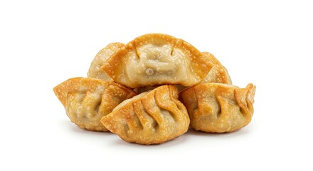 Stack of fried dumplings featuring crisp folded edges and a goldenbrown color