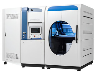 Genetic sequencing machine bundle with two variations isolated on a transparent background.