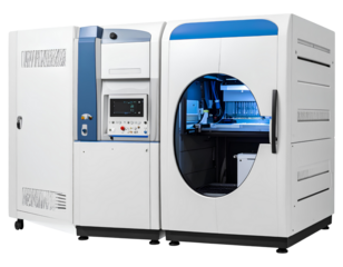 Genetic sequencing machine bundle with two variations isolated on a transparent background.