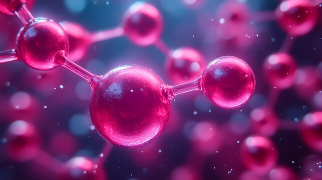 Vibrant Pink Molecular Structure With Connecting Atoms In Scientific Concept
