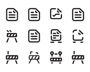 Construction and File Management Icons, Industrial Silhouette Vector Set for Project and Workflow Design