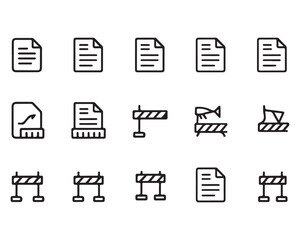 File and Construction Barrier Icon Set, Minimal Silhouette Vector for Engineering, Office and Industrial Design