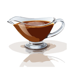 Gravy Sauce in Glass Boat &mdash; Classic Thanksgiving and Holiday Dinner Vector Illustration