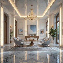 beautiful lighting interior, luxurious space, high-end space, elegant space, sophisticated space, digital art, AI Generative