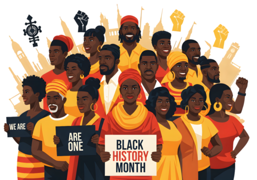 Black History Month Celebration Banner isolated on transparent background