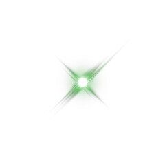 Shiny Green Star Light Flare. Green Glow Sparkle Effect for Magic Design Elements