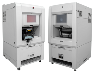 Genetic sequencing machine bundle with two variations isolated on a transparent background.