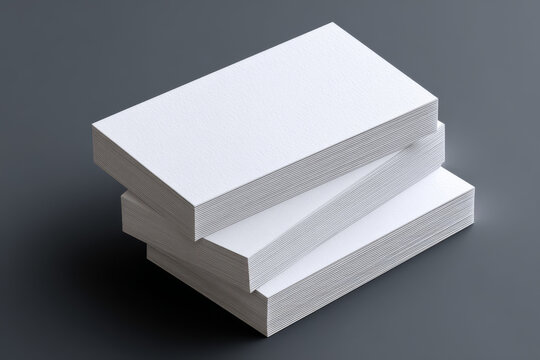 Three Set Of Stacked Blank White Business Cards Mockup