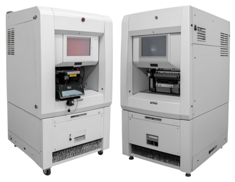 Genetic sequencing machine bundle with two variations isolated on a transparent background.