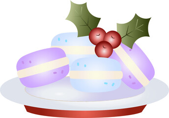 Macaroons Merry Christmas Illustration Style