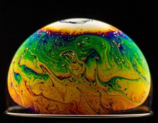 Vibrant, swirling colors in a soap bubble