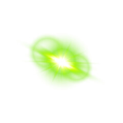 Bright Green Sunlight Lens Flare with Glow and Transparent Background for Light Overlay Effects