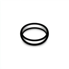 Naklejka premium Minimalist concentric rings icon, sleek black on white, abstract connection and unity symbol, with copy space