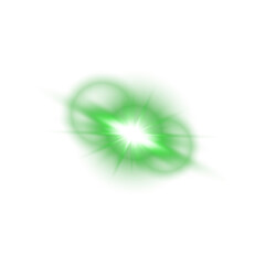 Bright Green Sunlight Lens Flare with Glow and Transparent Background for Light Overlay Effects