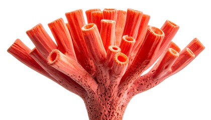 Isolated, vibrant coral formation, a cluster of tubular structures