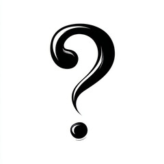 Stylized question mark icon, bold black and white, inquiry and curiosity symbol, with copy space