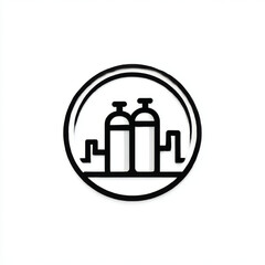  Industrial tanks icon logo, black and white, energy and manufacturing industry, with copy space