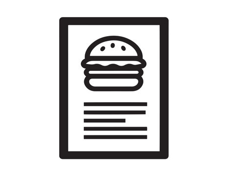 Sleek food menu page illustration in stylish minimalist vector