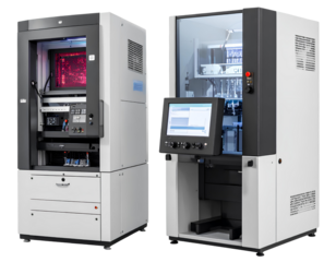 Genetic sequencing machine bundle with two variations isolated on a transparent background.