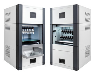 Genetic sequencing machine bundle with two variations isolated on a transparent background.