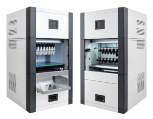 Genetic sequencing machine bundle with two variations isolated on a transparent background.