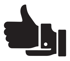 Obraz premium Black and white illustration of a hand with the thumb up, representing approval and agreement.