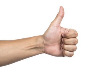 Thumbs Up Hand — Symbol of Success — Transparent Background