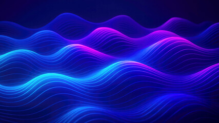 Obraz premium Futuristic Abstract Digital Landscape with Glowing Blue and Magenta Waves background