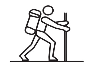 Elegant minimalist hiker illustration icon in stylish modern vector