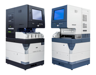Genetic sequencing machine bundle with two variations isolated on a transparent background.