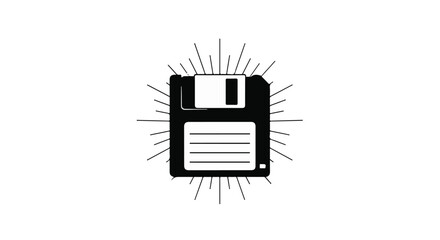 Retro floppy disk icon symbolizing data storage and technology history