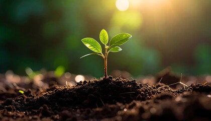 Young green plant with soft focus background