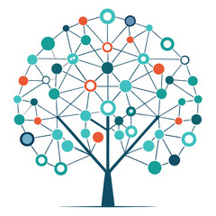 Abstract tree of interconnected nodes and lines representing network or data