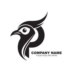 Stylized Bird Head with Letter P Monogram Logo