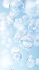Microscopic Transparent Cells with Glowing Membranes in Soft Blue Background