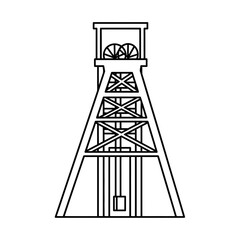 Coal Mine Headframe Outline Icon for Mining Industry.