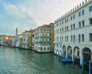 Venice's Grand Canal with historic architecture.