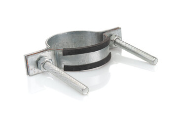 Metal clamp for hose connection isolated on white background
