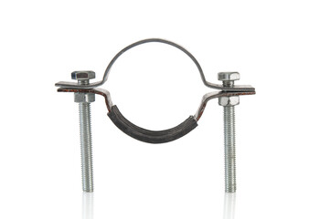 Metal clamp for hose connection isolated on white background