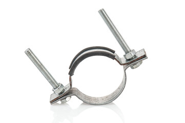 Metal clamp for hose connection isolated on white background