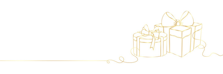 Illustration christmas gifts in golden line art style
