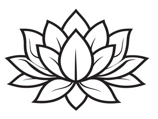 Elegant floral lotus icon drawn in sleek vector outline