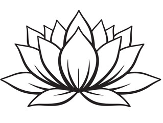 Beautiful blooming lotus flower in modern 2D line design