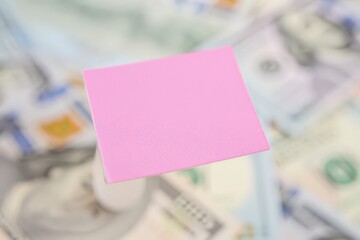 Pink Sticky Note On Dollar Banknotes Representing Gender Price Gap Concept And Financial Inequality Between Women Men