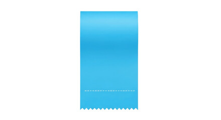 Isolated blue rectangular shape with serrated edge and a dotted line for art and design