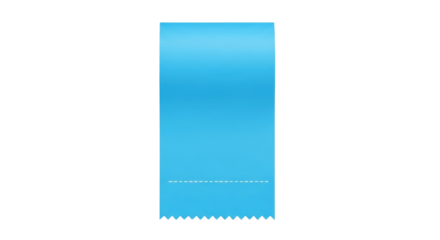 Isolated blue rectangular shape with serrated edge and a dotted line for art and design