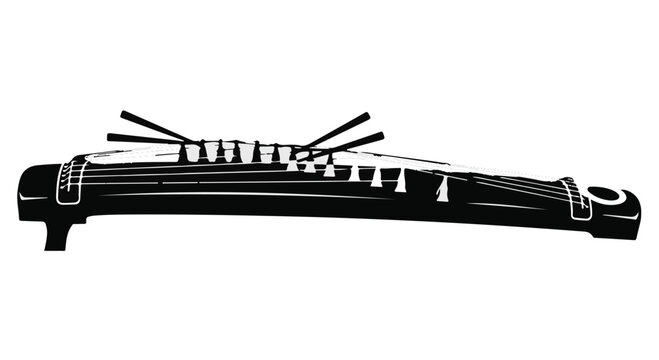 Elegant traditional Japanese koto instrument, a stringed musical instrument.