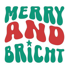 merry and bricht typography design white background