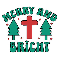 merry and bricht typography design white background